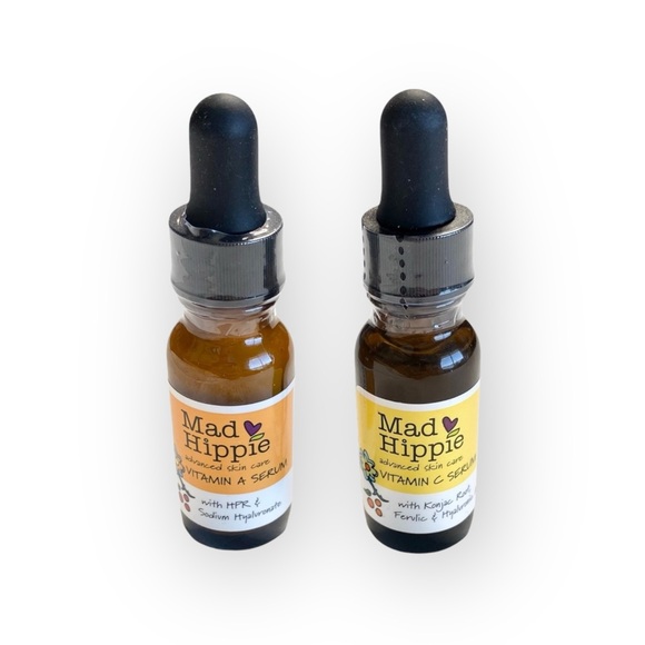 new Mad Hippie ☀︎︎ Vitamin A + C Serum Dual Pack ☾ Sealed Travel Glass Droppers - Picture 2 of 16